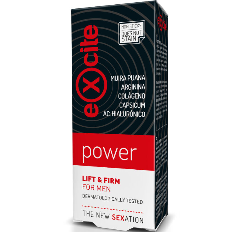 Gel potente EXCITE per l'aumento dell'erezione, confezione da 20 ml con tubo bianco e etichetta blu.