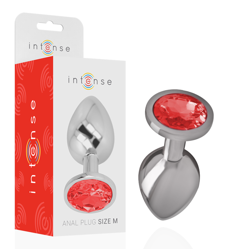 INTENSE - METAL BUTTER PLUG WITH RED CRYSTAL SIZE M