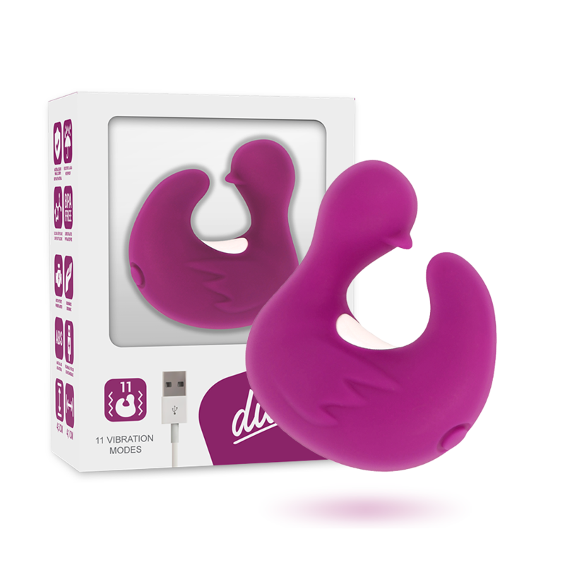 Coverme DuckyMania stimolante in silicone, dita d'anatra ricaricabile, con superficie dettagliata e design realistico.