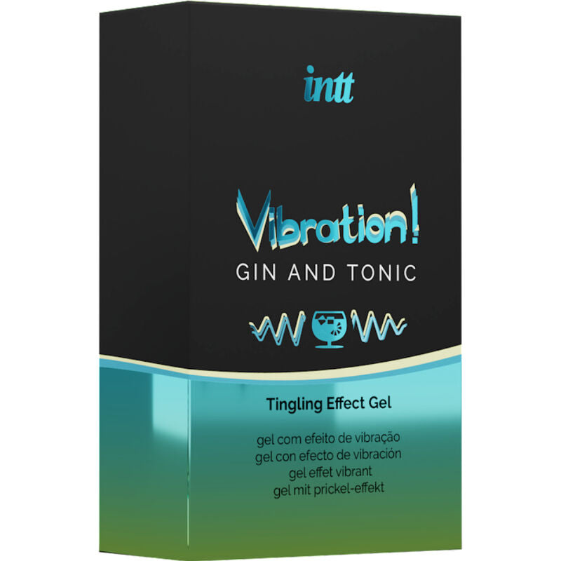 Gel intimo stimolante INTT unisex, potente e tonico, liquido e vibrante, in flacone da 15ml con etichetta colorata