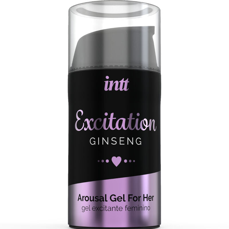 Gel stimolante ed emozionante INTT LUBRICANTS, attivatore di calore e desiderio sessuale, con consistenza liscia e trasparente.
