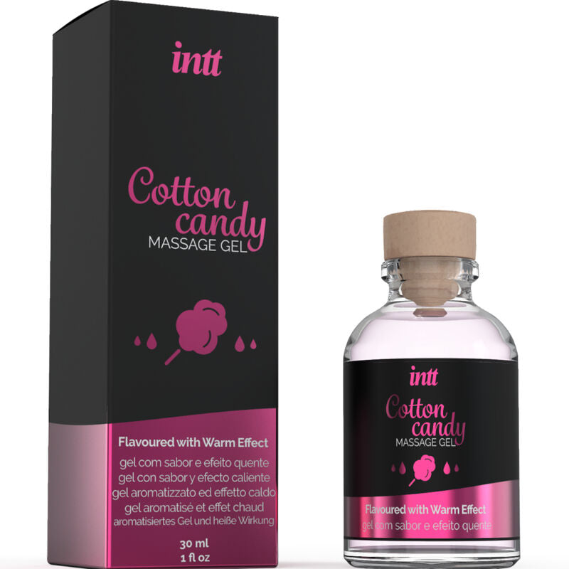 Gel da massaggio INTT MASSAGE & ORAL SEX al gusto di candy cotone, effetto riscaldante, per massaggi e stimolazioni intime.
