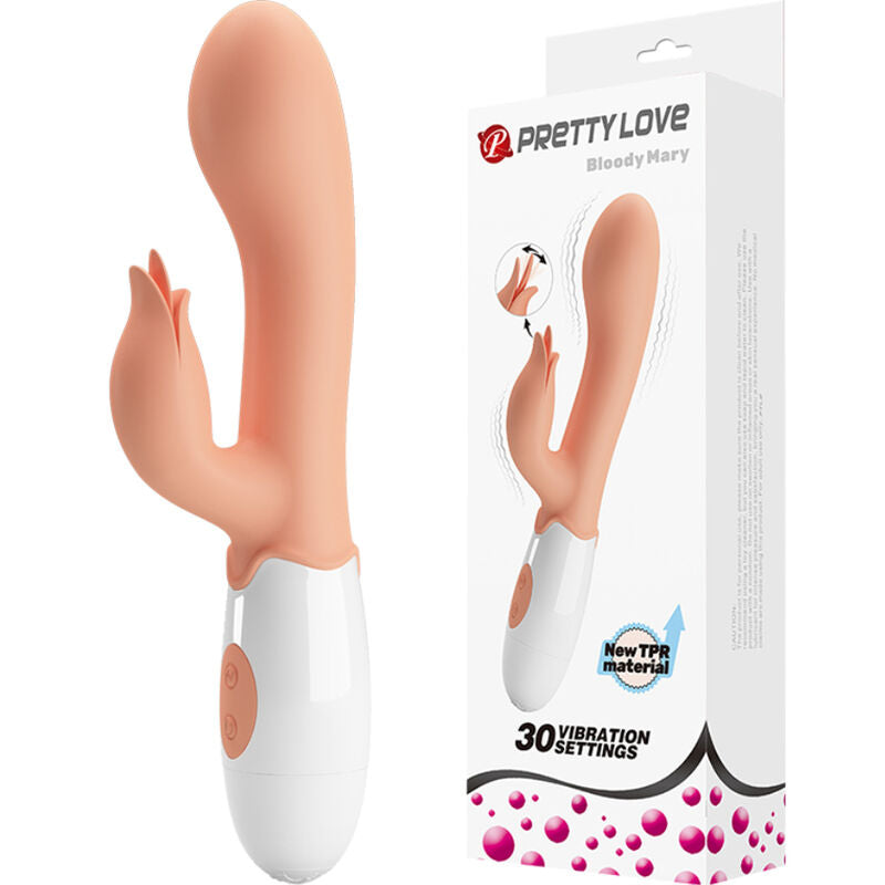 Vibratore PRETTY LOVE Bloody Mary con stimolatore, design ergonomico e dettagli realistici, morbido e resistente in silicone.