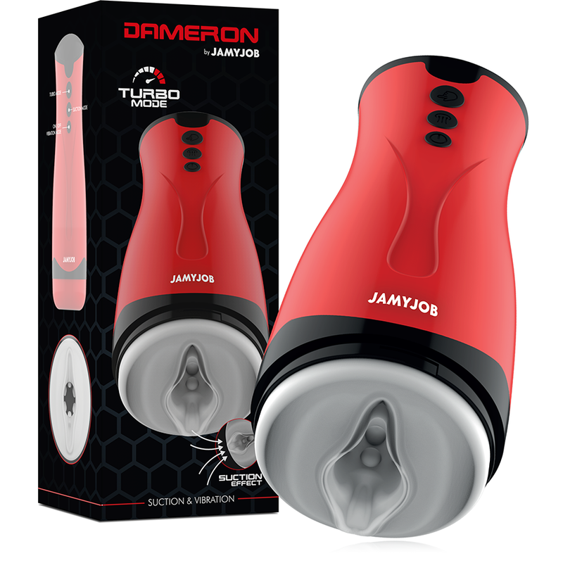 Masuratore JamyJob Dameron con aspirazione e vibrazione, dettagli realistici e superficie morbida, ideale per uso personale.