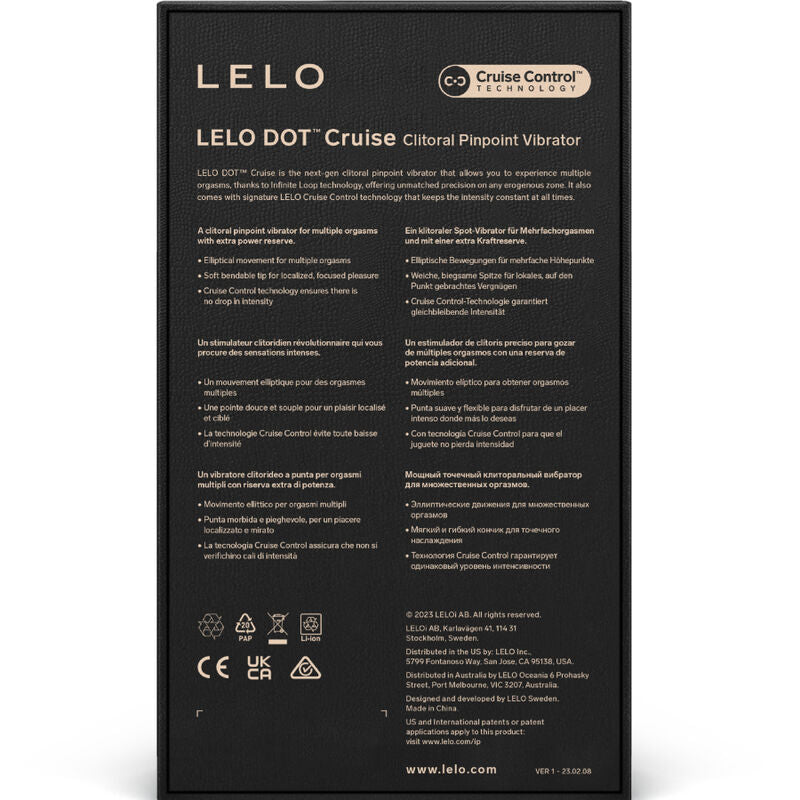 Stimolatore clitoride LELO Dot Cruise giallo, dispositivo di massaggio elegante e compatto, con superficie liscia e dettagli colorati.