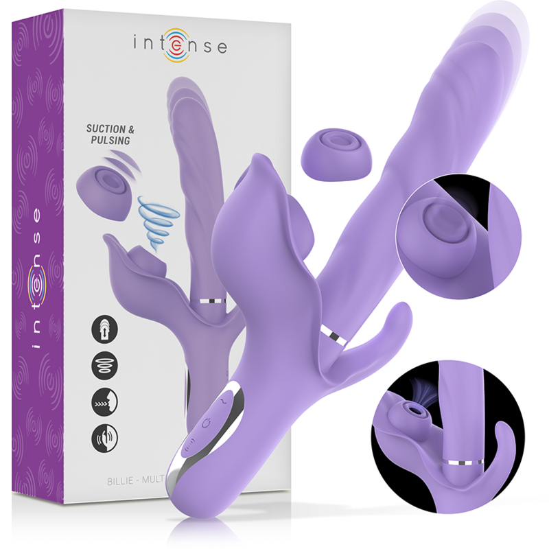 INTENSE - BILLIE MULTIFUNCTIONAL RECHARGEABLE SUCKING VIBRATOR WITH PURPLE BUTTON
