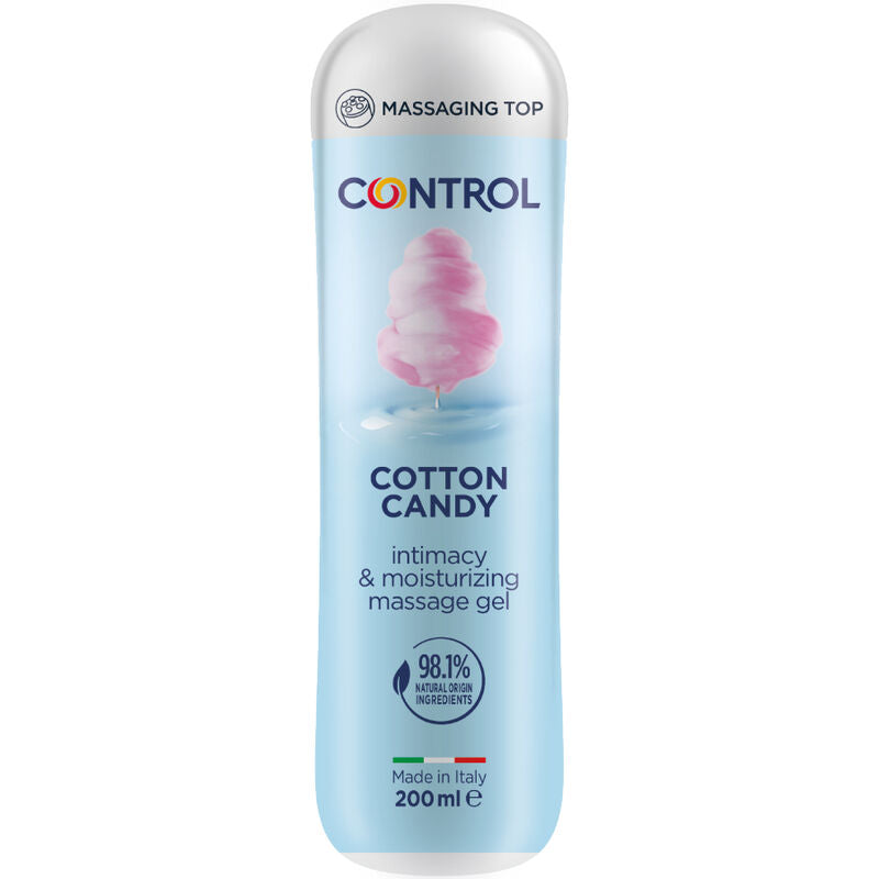 Gel da massaggio zucchero fiotato CONTROL LUBES, vasetto da 200 ml con etichetta colorata, pronto per il massaggio rilassante.