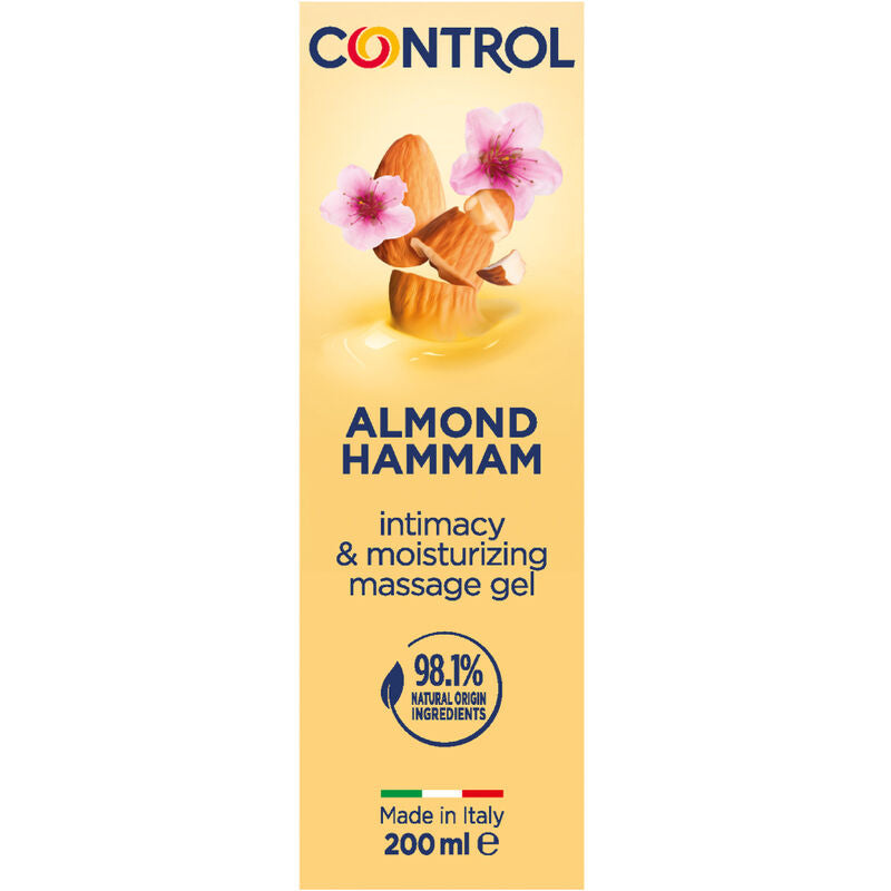 Gel da massaggio alla mandorle CONTROL LUBES, 200 ml, con funzione 3 in 1, ideale per massaggi rilassanti e idratanti.