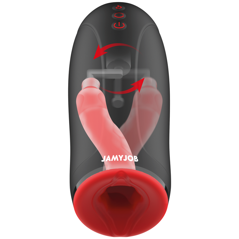 Maschera vibrante JAMYJOB Swing-R con tecnologia Swing Tech, effetto riscaldante, design ergonomico e dettagli in silicone.