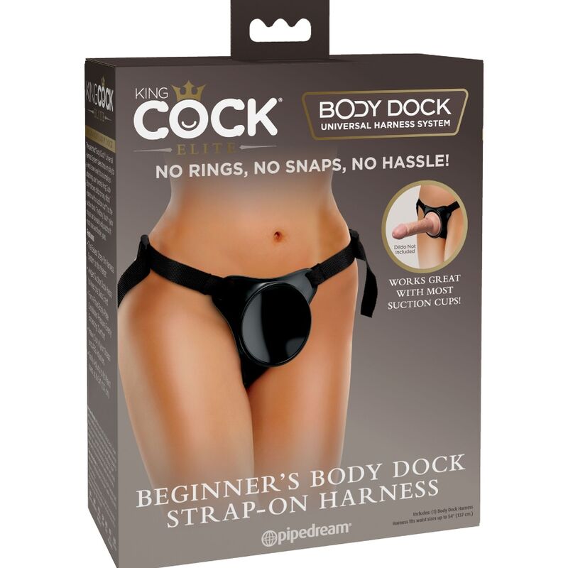 Imbragatura regolabile KING COCK ELITE per principianti, mostra le cinghie in materiale resistente e il design comodo.