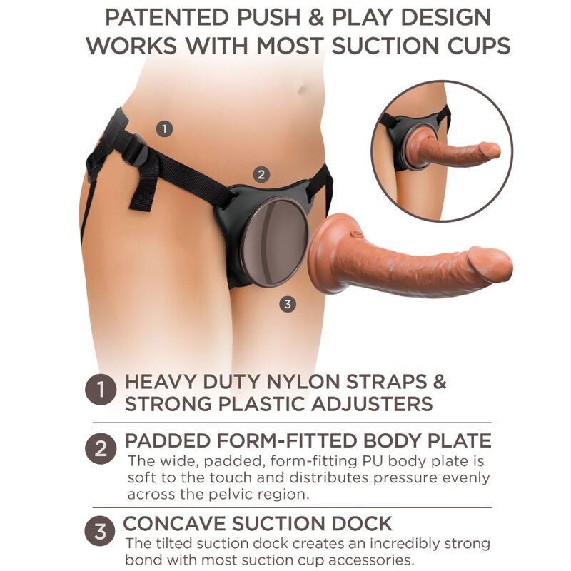 Imbracatura regolabile KING COCK Elite con dildo lungo 17,8 cm, progettata per il comfort e la stimolazione.