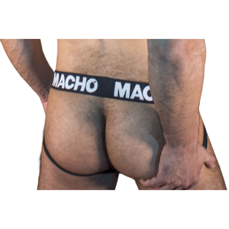 Slip maschile nero MACHO MX25NN Jock di MACHO UNDERWEAR, modello aderente con tessuto morbido e confortevole.
