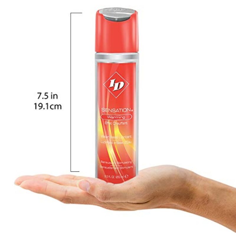 Lubrificante a base acqua ID Sensation con effetto calore, contenuto da 250 ml, mostrato in questa immagine.