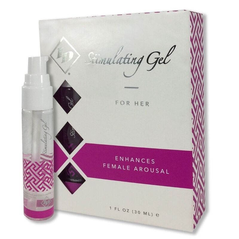 Gel stimolante per lei ID Stimulation Gel for Her, flacone da 30 ml, mostra il contenitore e l'etichetta sulla confezione