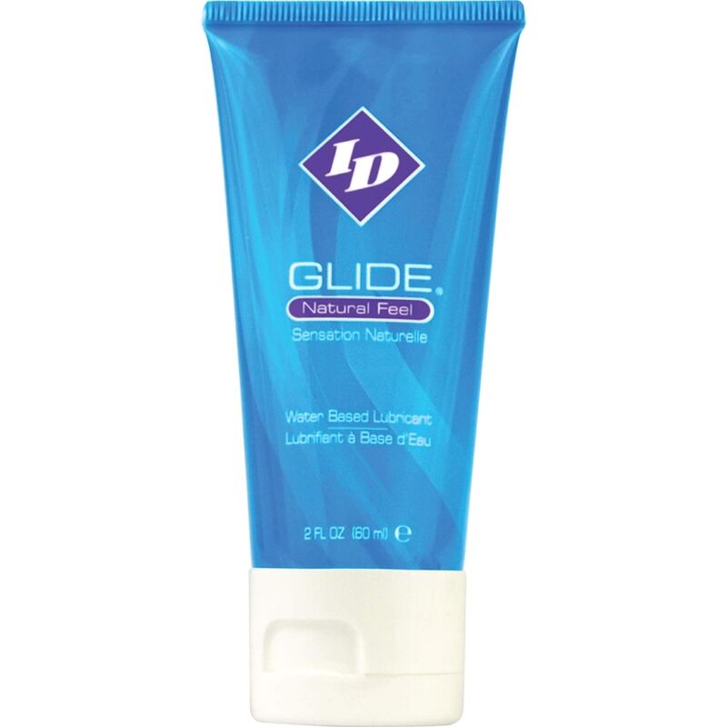 Lubrificante a base d'acqua ID GLIDE da 60 ml, tubo compatto, ideale per viaggi e lunga durata, immagine del prodotto.