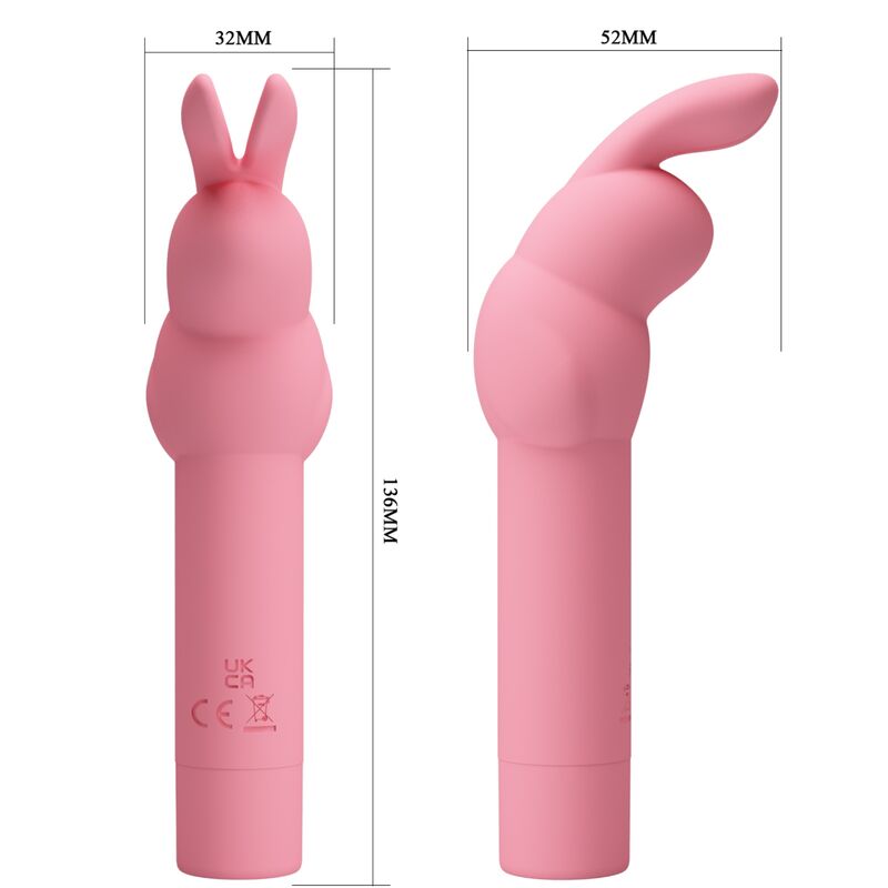 Vibratore in silicone Pretty Love Gerardo Rosa con forma di coniglio, design elegante e morbido al tatto, per piacere e stimolazione.