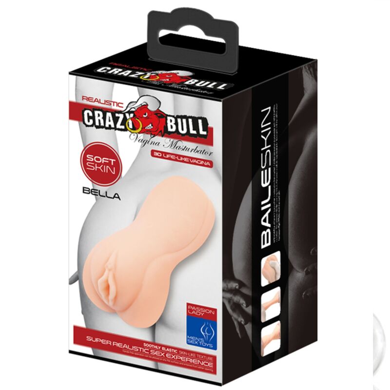 Masturbatore Crazy Bull a forma di bella vagina, silicone realistico, dettagli anatomici, prodotto per piacere personale.