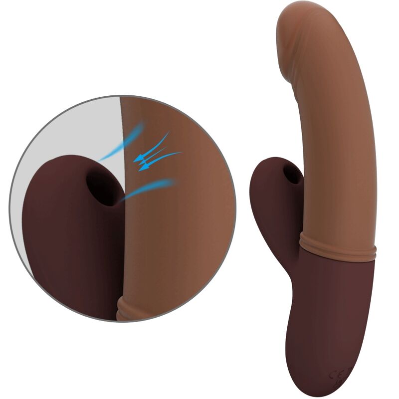Vibratore stimolatore G-spot e succhiatore PRETTY LOVE FLIRTATION, design compatto con dettagli realistici in silicone rosa.