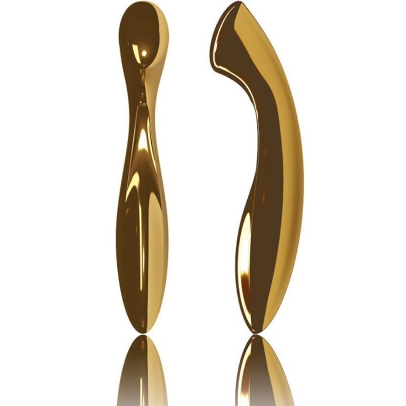 Vibratore di lusso LELO Olga Oro con design elegante e dettagli dorati, mostrato in primo piano su sfondo neutro.