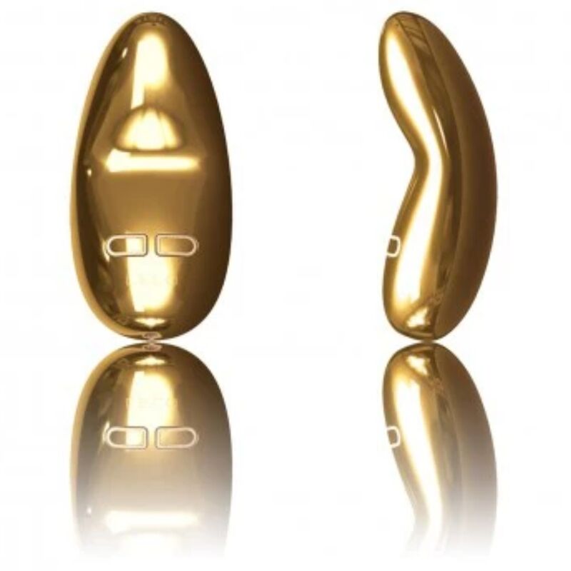 Mascherina oro LELO YVA masturatore con vibrazione, dettagli eleganti e design ergonomico, visibile in questa immagine.