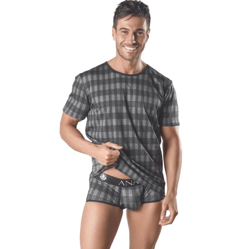 T-shirt ANAIS MEN AEGIS in cotone grigio con logo stampato, taglia M, stile casual e moderno.