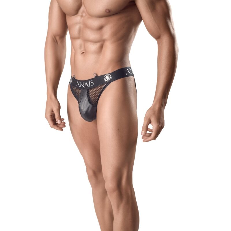 Slip in ANAIS MEN ARES Jock Strap S in tessuto elastico nero, con cinturino regolabile e design sportivo.