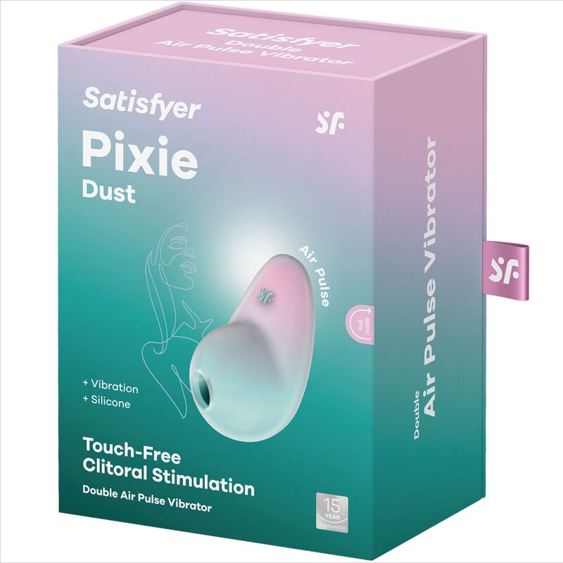 Stimolatore Satisfyer Pixie Dust Lilac Air Pulse con design compatto e color lavanda, ideale per stimolazione delicata e rilassante