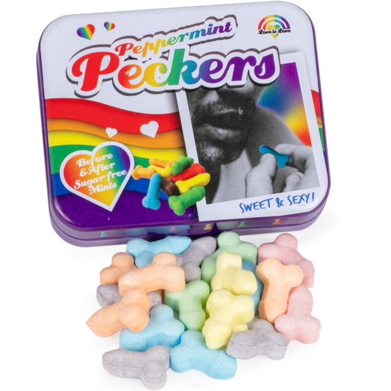 Caramelle Spencer & Fleetwood a forma di arcobaleno e menta, confezionate in una scatola colorata con dettagli vivaci.