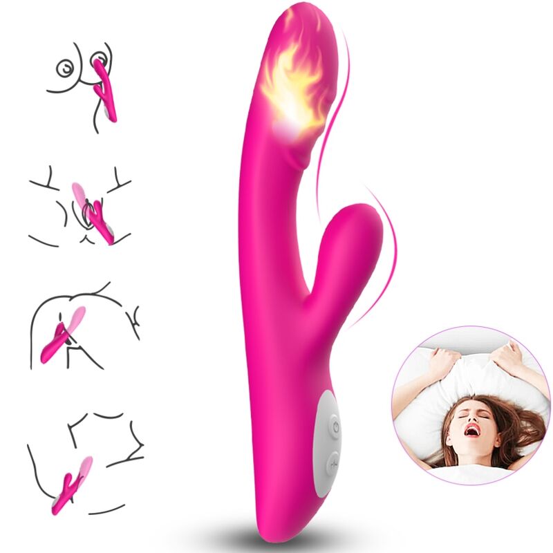 Vibratore ARMONY Spark effetto calore color fucsia, silicone, con design ergonomico e superficie liscia.