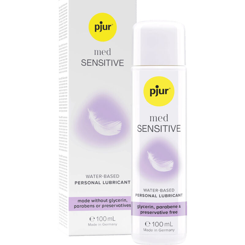 Lubrificante a base d'acqua PJUR Med Sensitive Glide, 100 ml, con formula delicata per pelli sensibili e uso intimo.