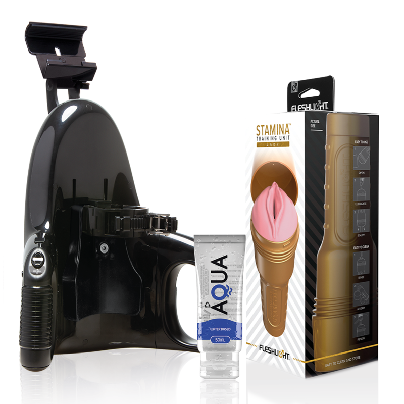 Allena il Fleshlight Pink Lady con lancio universale e lubrificante Aqua 50ml, dettagliata immagine del prodotto Fleshlight.