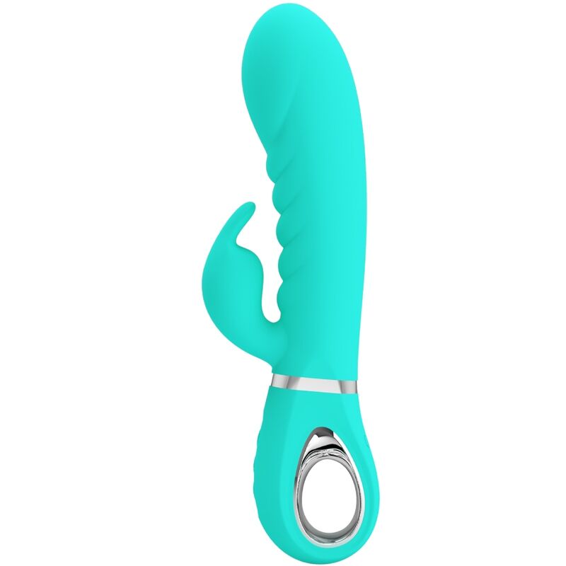Vibratore multifunzione G-spot Pretty Love Prescott verde acqua, design ergonomico e dettagli realistici, per massaggi e stimolazione.