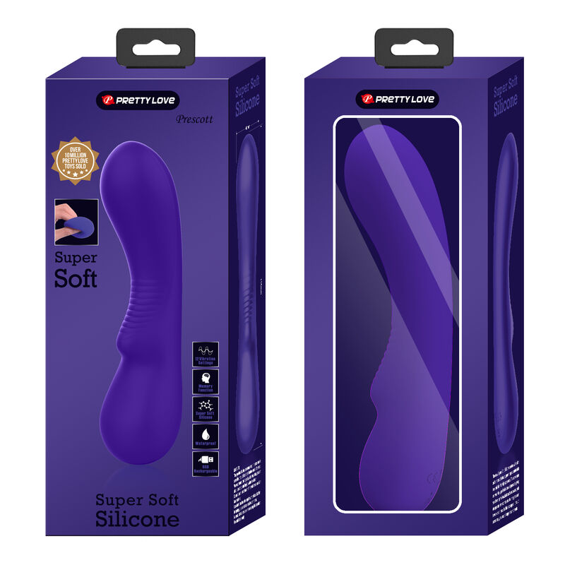 Vibratore ricaricabile Pretty Love Prescott viola, stimolatore elegante con design ergonomico, marca Pretty Love Smart.