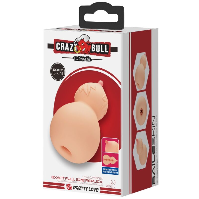Massaggiatore a forma di seno Calabash del marchio CRAZY BULL, in silicone realistico, per stimolazione e relax.