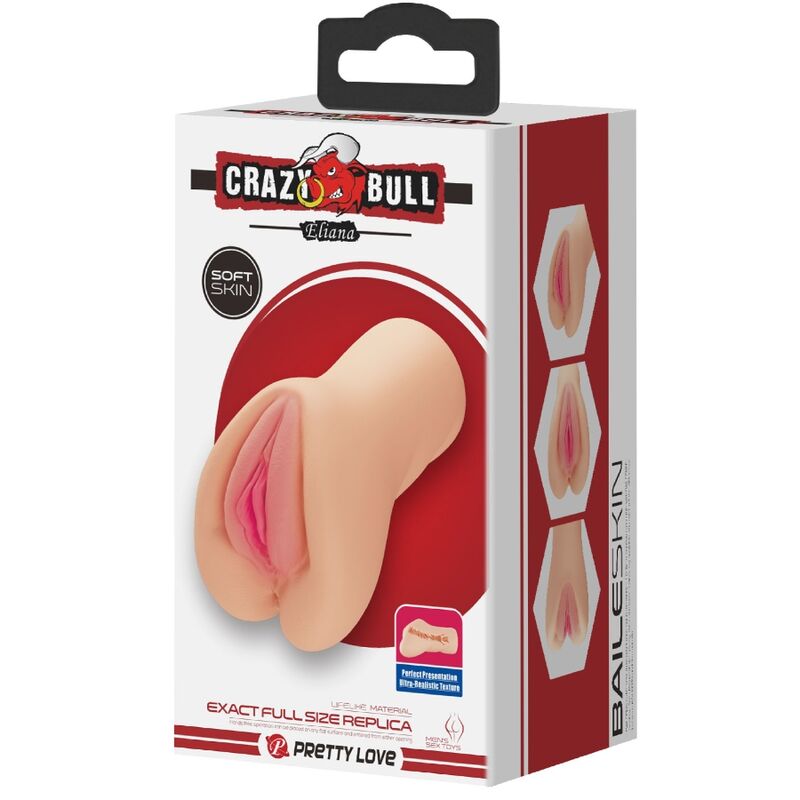 Masturbatore Crazy Bull a forma di vagina di Eliana, con dettagli realistici, in silicone morbido e di alta qualità.