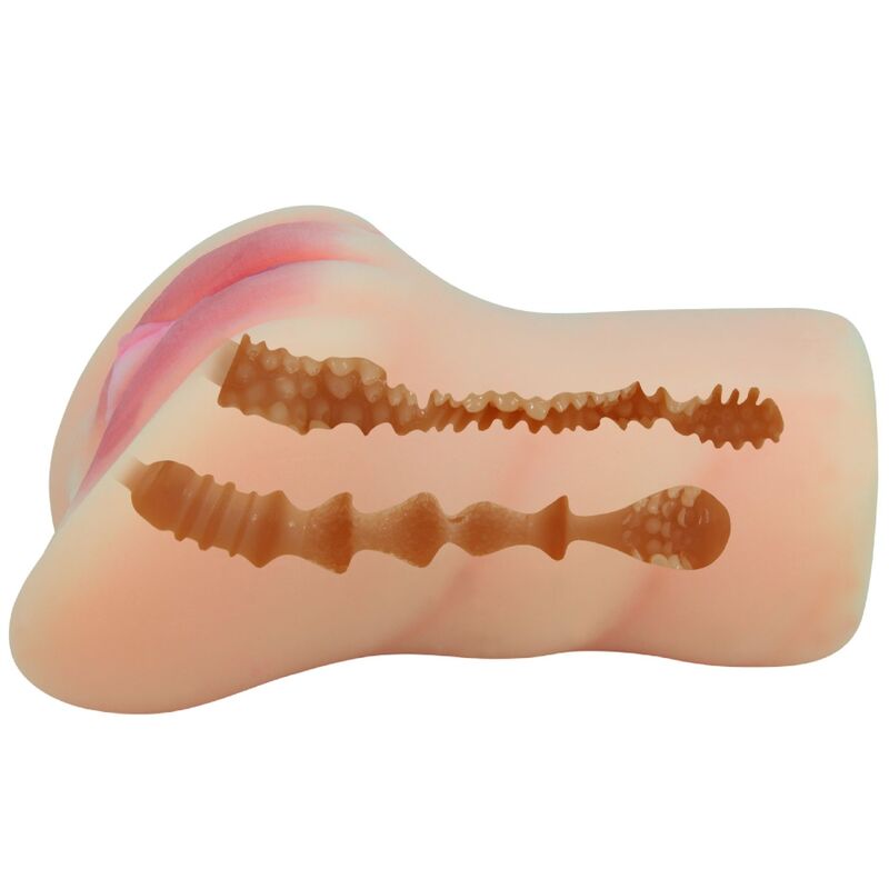 Massaggiatore vaginale CRAZY BULL Caroline, forma di vagina realistico, in silicone morbido e dettagliato.