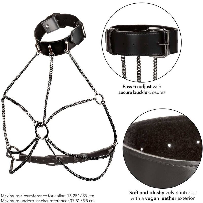 Collana colletto multi-catena CALEXOTICS Euphoria con dettagli intrecciati e pendenti, stile moderno e sofisticato.