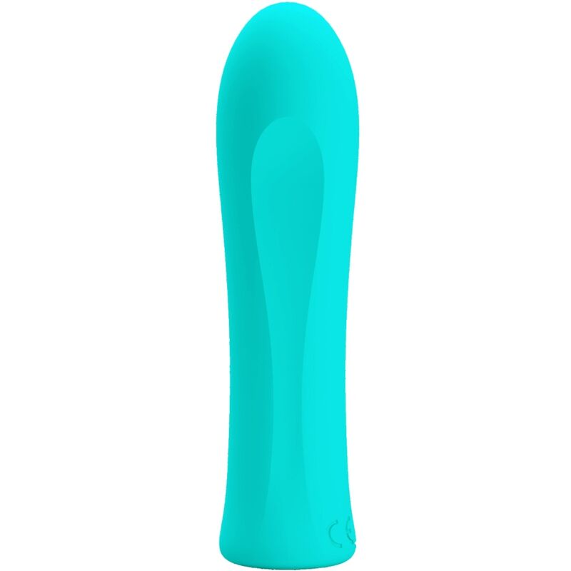 Vibratore verde acqua PRETTY LOVE ALFREDA SUPER POWER con dettagli eleganti e design ergonomico.