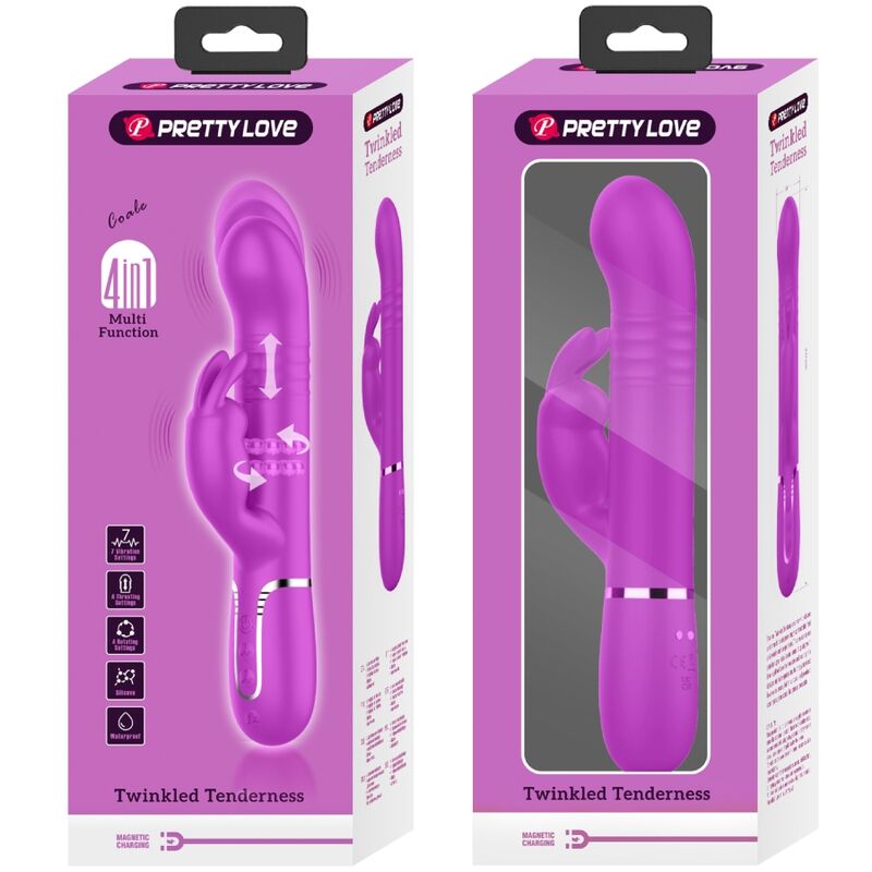 Perle vibranti coniglio viola PRETTY LOVE FLIRTATION, con design ergonomico e superficie liscia per stimolazione piacevole.