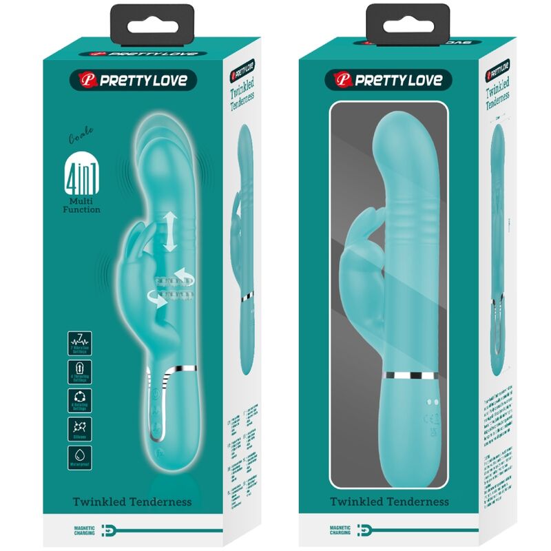 Perle vibratore coale rabbit verde acqua di Pretty Love Flirtation con design ergonomico e dettagli in rilievo.