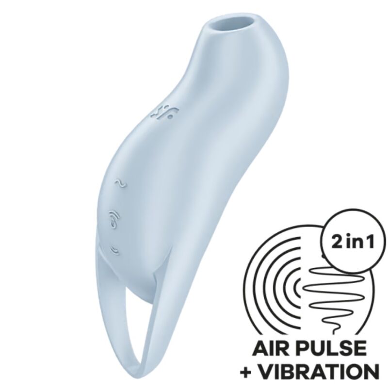 Stimolatore clitoride SATISFYER POCKET PRO 1 blu, con tecnologia Air Pulse, compatto e ergonomico, visibile in questa immagine.