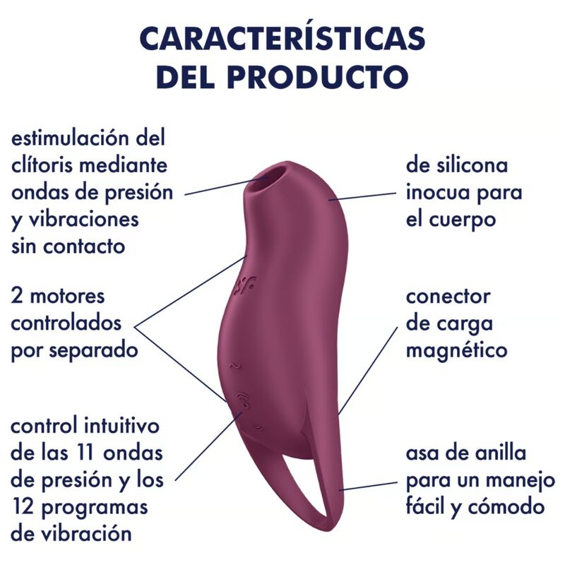 Stimolatore clitoride Satisfyer Pocket Pro 1 con effetto granato, compatto e silenzioso, marca Satisfyer Air Pulse.