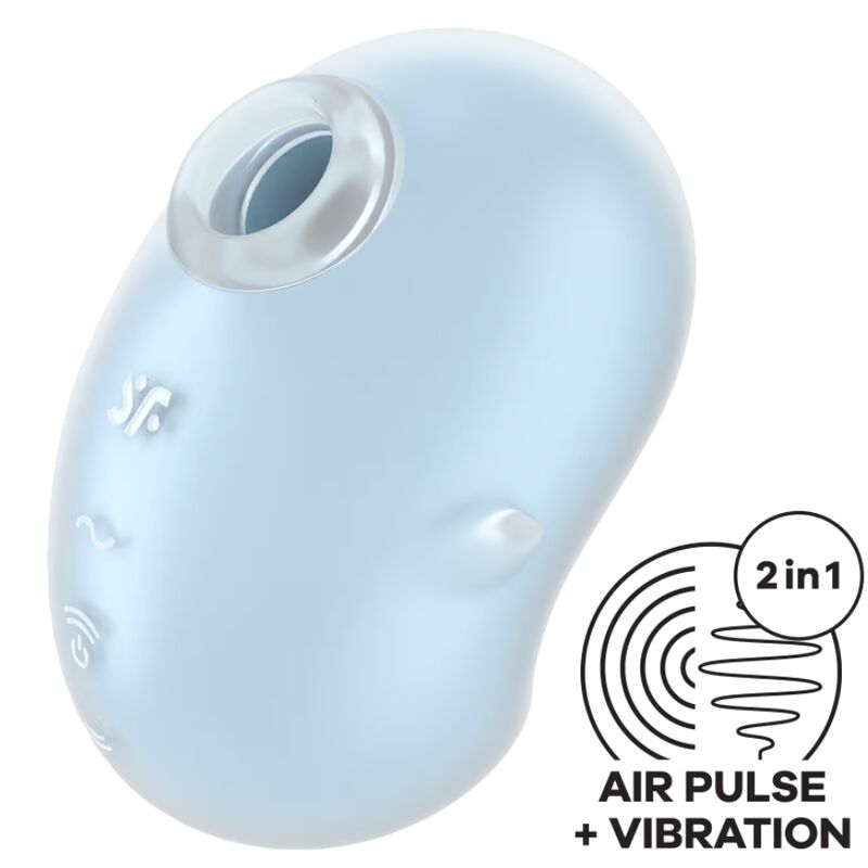 Vibratore lay-on SATISFYER Cutie Ghost azzurro con superficie morbida e ergonomica, ideale per stimolazione esterna e gioco intimo.