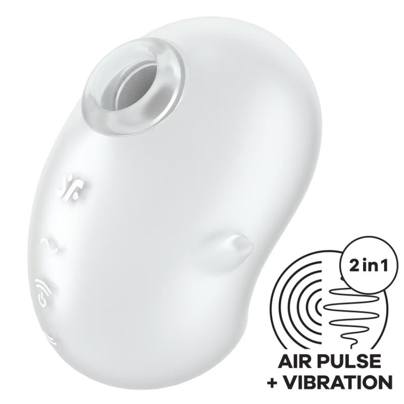 Vibratore lay-on SATISFYER Cutie Ghost bianco, design compatto e morbido, ideale per stimolazione esterna e uso facile.