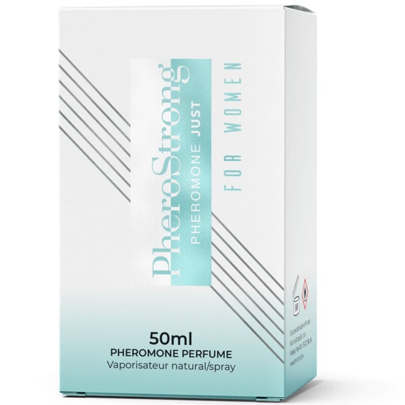 Profumo ai feromoni Pherostrong per donna, flacone da 50 ml con bottiglia elegante e spray, per attrarre e sedurre.
