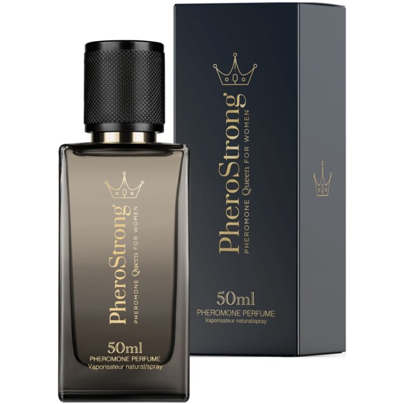 Profumo PHEROSTRONG Regina del Profumo ai feromoni da donna, flacone da 50 ml, con bottiglia elegante e spray.