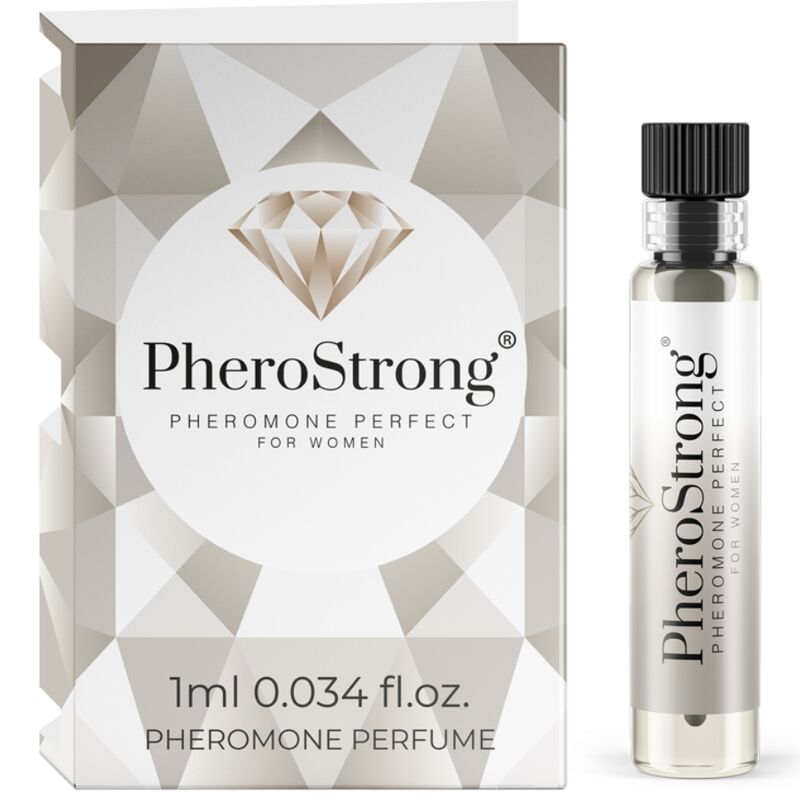 Profumo ai feromoni Pherostrong per donne, flacone da 1 ml, con aroma seducente e naturale, ideale per attrarre e affascinare.