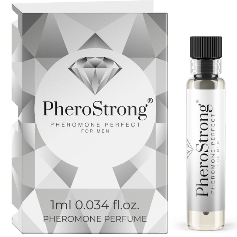 Profumo ai feromoni Pherostrong per uomini, flacone da 1 ml con bottiglia elegante e spray, ideale per attrazione e fascino maschile