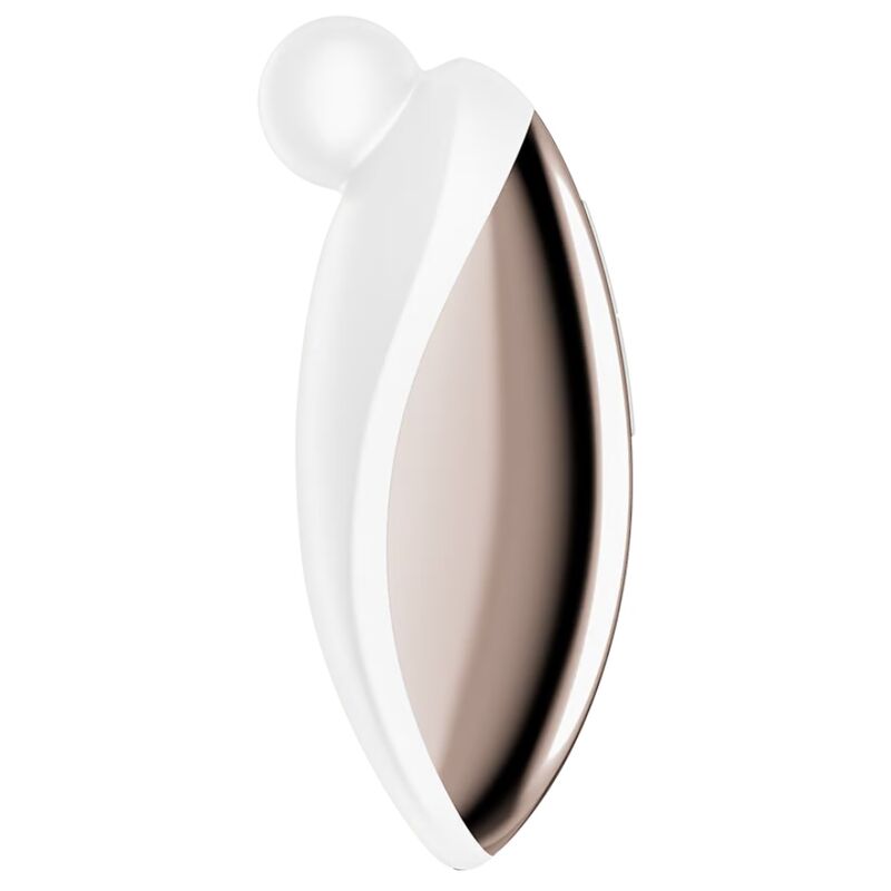 Vibratore lay-on SATISFYER SPOT ON 2 bianco, dispositivo di stimolazione con design ergonomico e superficie liscia.