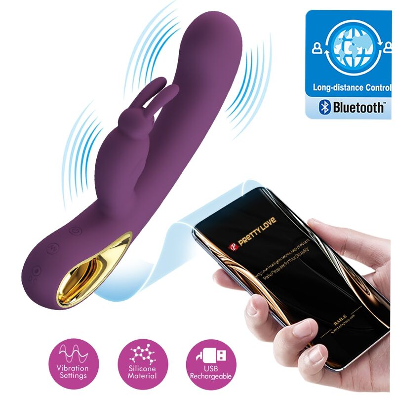 Vibratore rabbit viola PRETTY LOVE LIAM con stimolatore del punto G, design elegante e dettagli realistici.